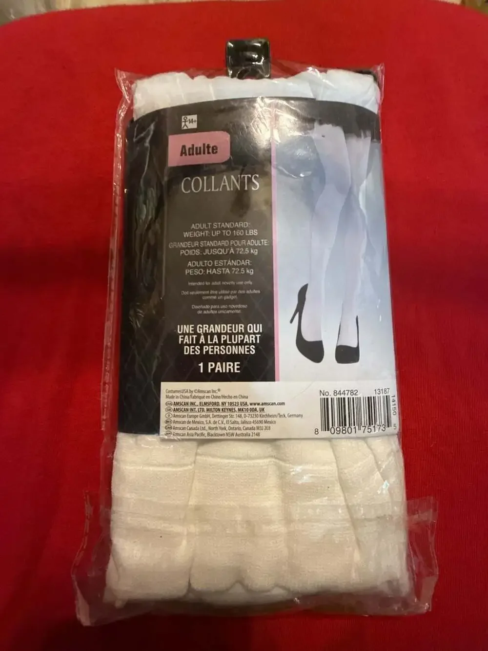 Amscan Adult Standard White Opaque Tights 1 Pair One Size